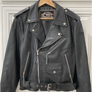 CUSTOM BILT BLACK LEATHER MOTORCYCLE MOTORS BIKER JACKET - SIZE SMALL